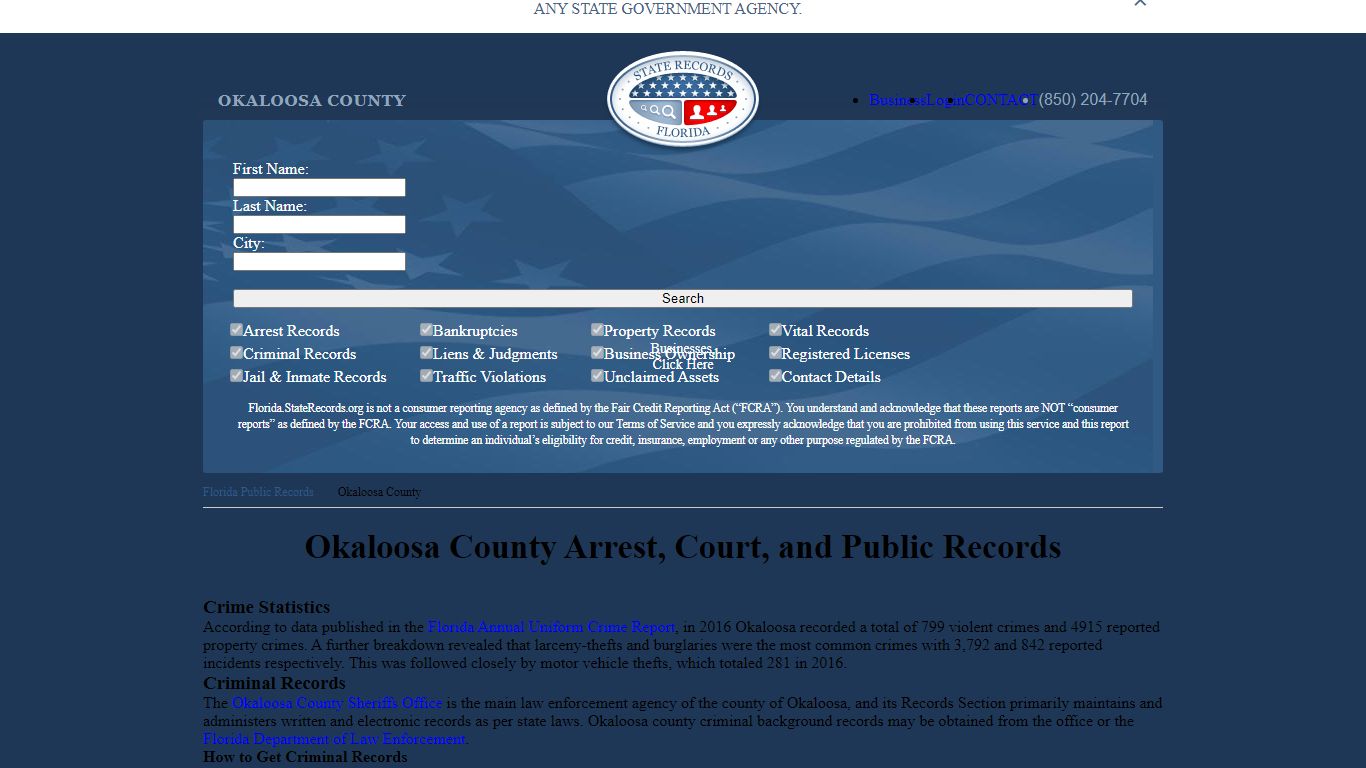 Okaloosa County Arrest, Court, and Public Records